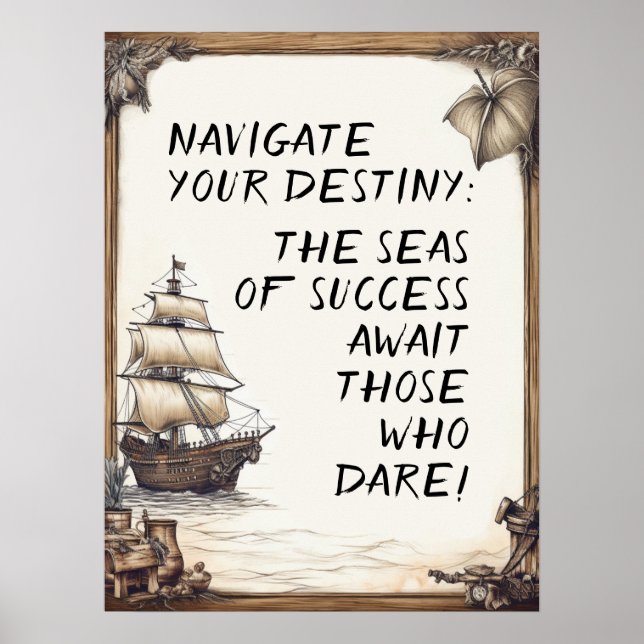 Pirate life motivational words poster (Front)