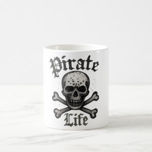 Pirate Life Skull & Crossbones Grunge Design Coffee Mug