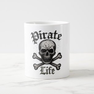 Pirate Life Skull & Crossbones Grunge Design Large Coffee Mug