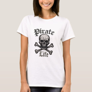 Pirate Life Skull & Crossbones Grunge Design T-Shirt