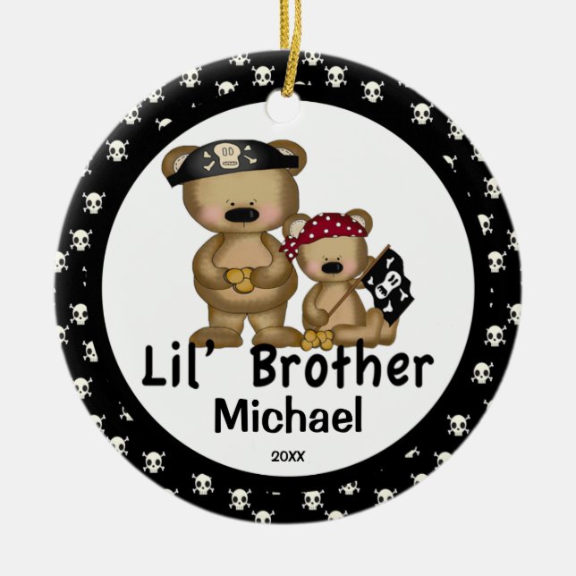 Pirate Little  Brother Christmas Ornament (Front)