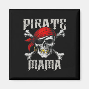 Pirate Mama Jolly Roger Flag And Skull Crossbones Magnet