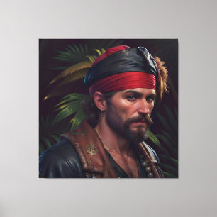 Pirate Man Red Band Tropical Canvas Print