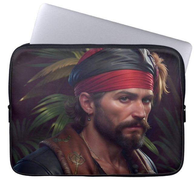 Pirate Man Red Band Tropical Laptop Sleeve (Front)