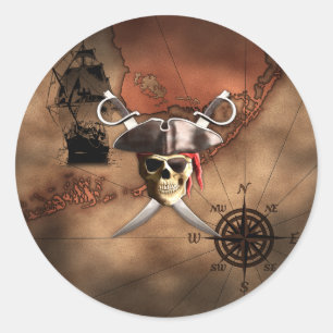 Pirate Map Classic Round Sticker