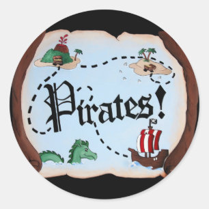 Pirate Map Classic Round Sticker