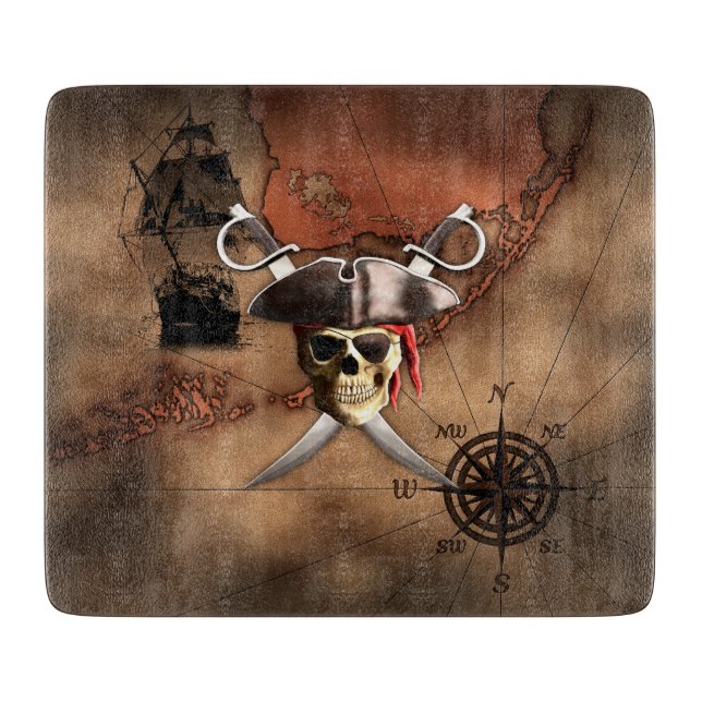Pirate Map Cutting Board (Front)