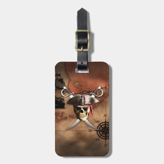 Pirate Map Luggage Tag (Front Vertical)