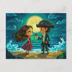 Pirate Marries His Bride on the Beach Postcard