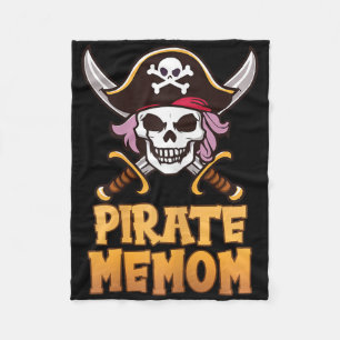 Pirate Memom Funny Captain Matching Halloween Cost Fleece Blanket