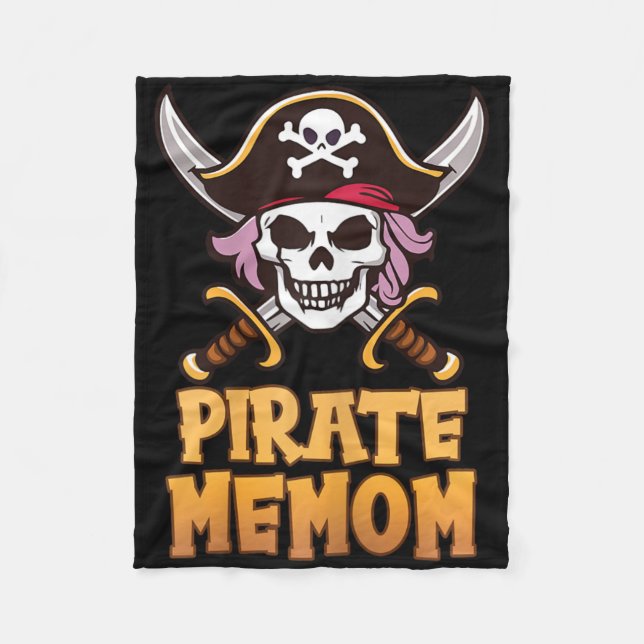 Pirate Memom Funny Captain Matching Halloween Cost Fleece Blanket (Front)