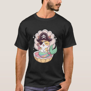 Pirate Mermaid Cat Cats Lover Kitten Pet Owner Gir T-Shirt