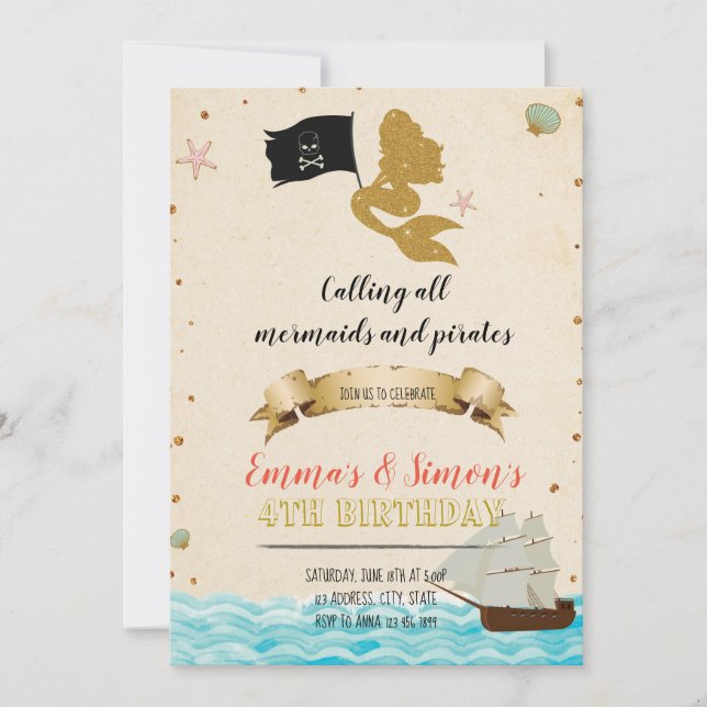 Pirate Mermaid Invitation (Front)