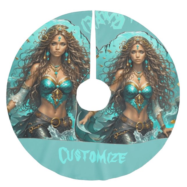 Pirate Mermaid Lady Thunder_Cove Brushed Polyester Tree Skirt (Front)