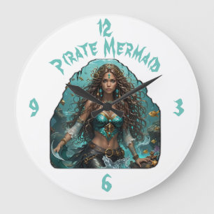 Pirate Mermaid Lady Thunder_Cove Large Clock