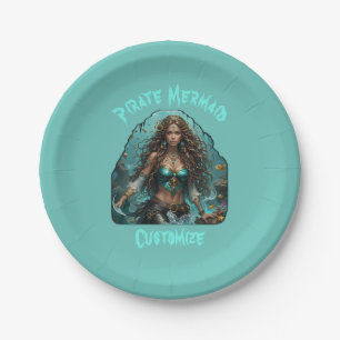 Pirate Mermaid Lady Thunder_Cove Paper Plate