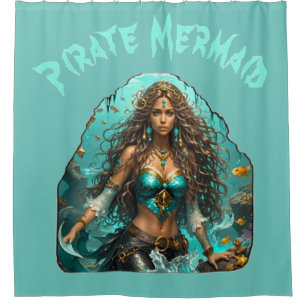 Pirate Mermaid Lady Thunder_Cove Shower Curtain