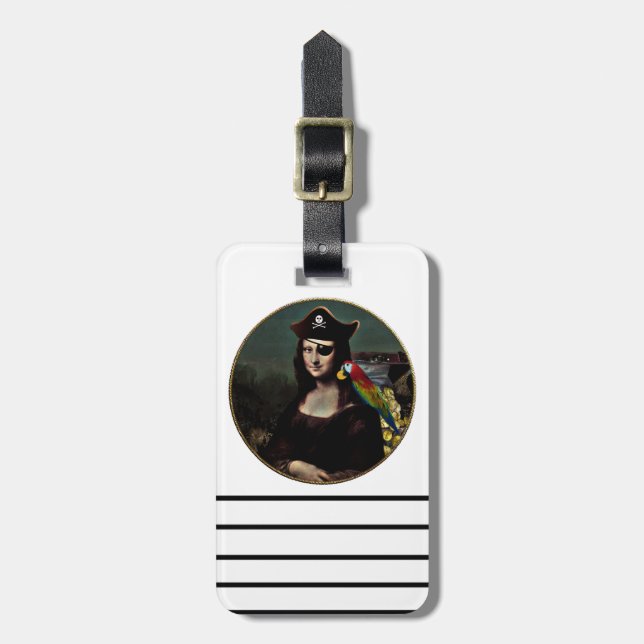 Pirate Mona Lisa with Eye Patch Luggage Tag (Front Vertical)