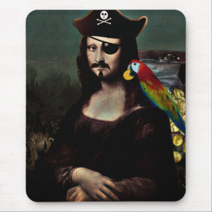 Pirate Mona Lisa with Eye Patch Mouse Mat