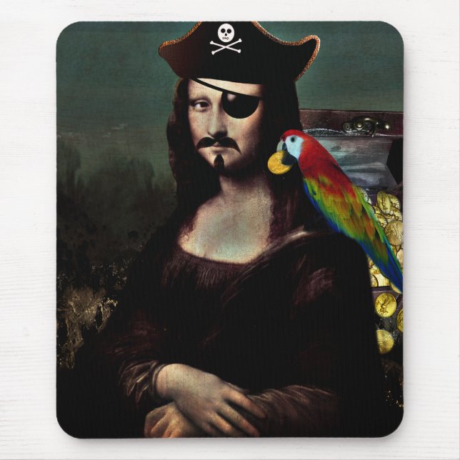 Pirate Mona Lisa with Eye Patch Mouse Mat (Front)