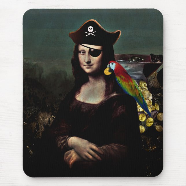 Pirate Mona Lisa with Eye Patch Mouse Mat (Front)