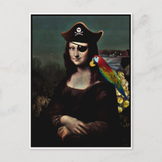 Pirate Mona Lisa with Eye Patch Postcard