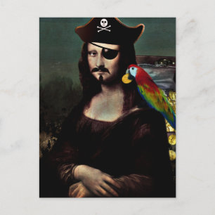Pirate Mona Lisa with Eye Patch Postcard
