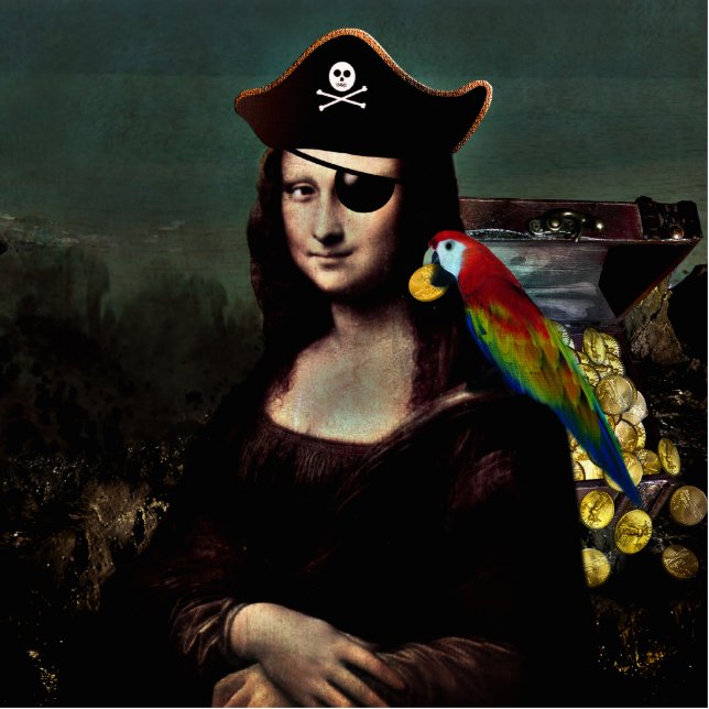 Pirate Mona Lisa with Eye Patch Standing Photo Sculpture (Front)