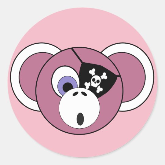 Pirate Monkey Pink Girly Jungle Animal Eyepatch Classic Round Sticker