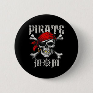 Pirate Mum Jolly Roger Flag And Skull Crossbones H 6 Cm Round Badge