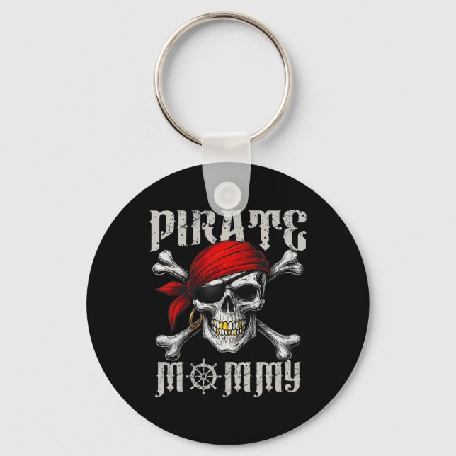 Pirate Mummy Jolly Roger Flag And Skull Crossbones Key Ring (Front)
