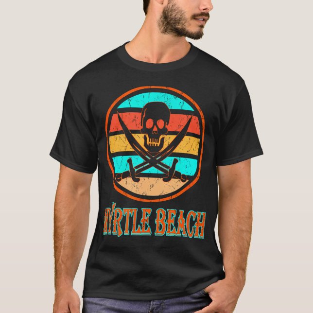 Pirate Myrtle Beach Vacation Distressed Image T-Shirt (Front)