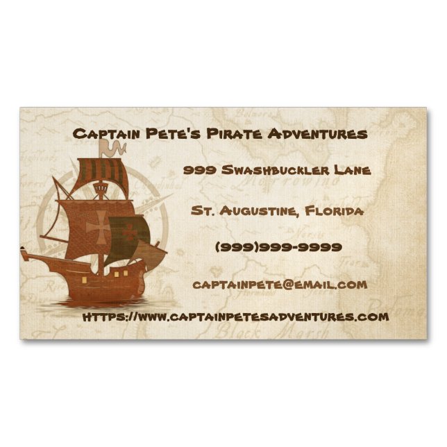 Pirate Mystery Ship Magnetic Business Card (Front)