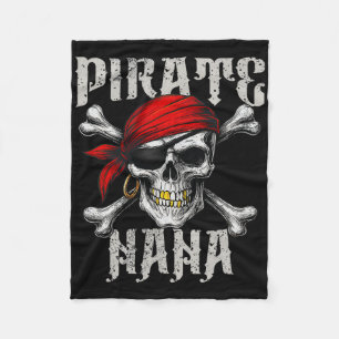 Pirate Nana Jolly Roger Flag And Skull Crossbones  Fleece Blanket