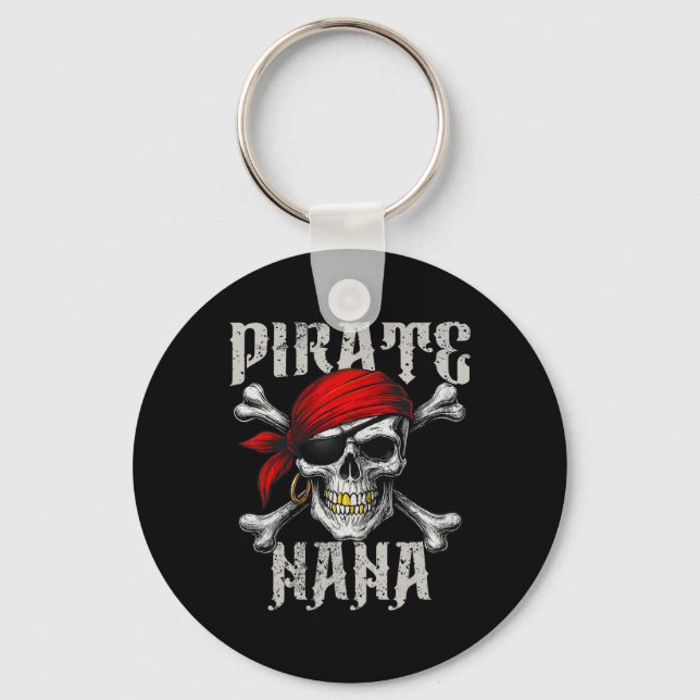 Pirate Nana Jolly Roger Flag And Skull Crossbones  Key Ring (Front)