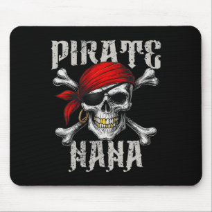 Pirate Nana Jolly Roger Flag And Skull Crossbones Mouse Mat