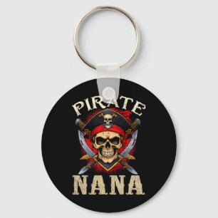 Pirate Nana Skull Jolly Roger Halloween Pirate Fam Key Ring