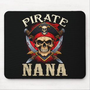 Pirate Nana Skull Jolly Roger Halloween Pirate Fam Mouse Mat