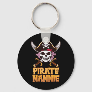 Pirate Nannie Funny Captain Grandma Halloween Cost Key Ring