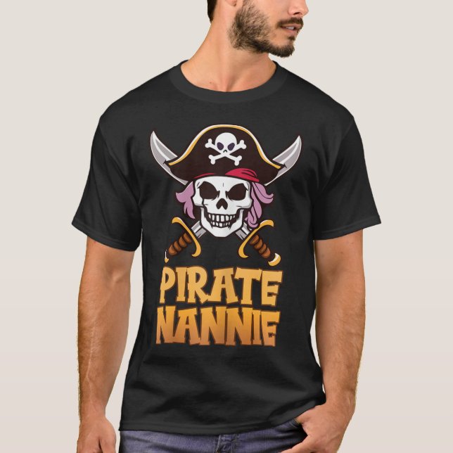 Pirate Nannie Funny Captain Grandma Halloween Cost T-Shirt (Front)