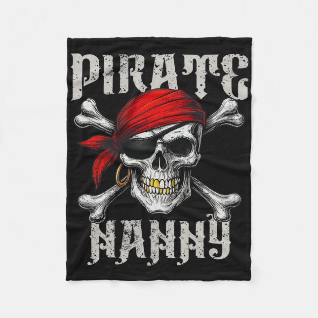 Pirate Nanny Jolly Roger Flag And Skull Crossbones Fleece Blanket (Front)