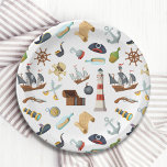 Pirate Nautical Icons Paper Plate<br><div class="desc">This design features pirate icons such as a treasure chest, ship, treasure map, anchor, lighthouse, swords, skull and crossbones. #pirates #treasure #map #ship #swords #muskets #lighthouse #marine #sea #anchor #ocean #hat #compass #nautical #icons #forhim #skull #crossbones #maritime #pattern #modern #trendy #trending #style #stylish #fun #design #plates #partysupplies #party #pirateparty #piratethemed...</div>