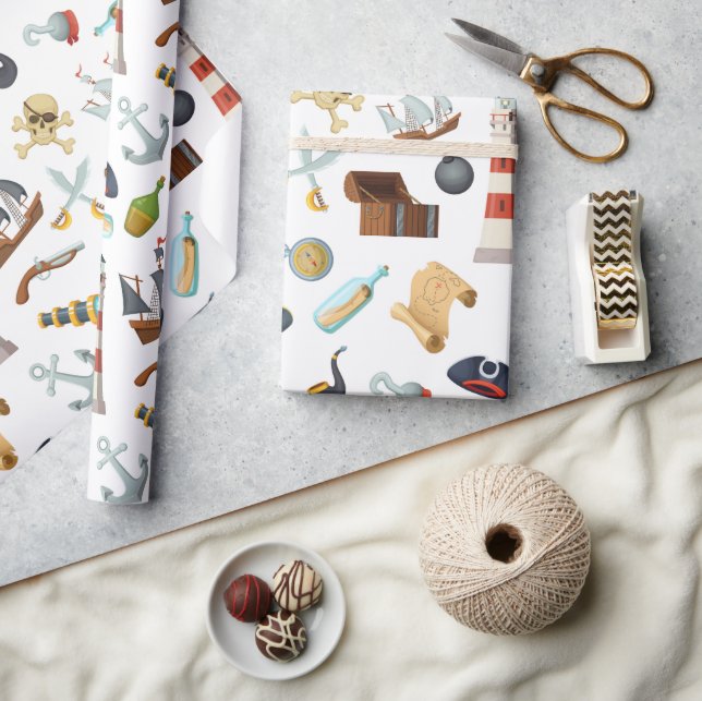 Pirate Nautical Icons Wrapping Paper (Crafts)