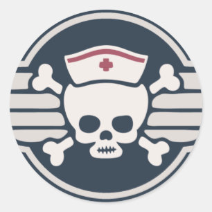 Pirate Nurse Wings III Classic Round Sticker