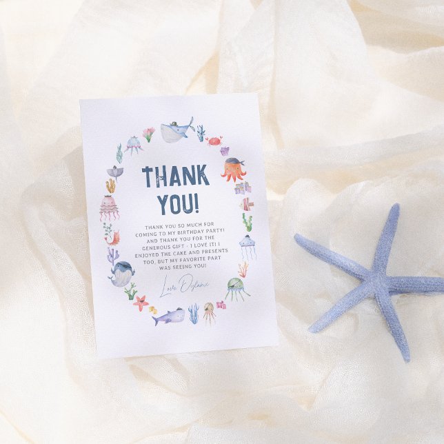 Pirate Ocean Under The Sea Boy Birthday Party Thank You Card (Creator Uploaded)