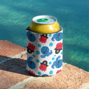 Pirate Octopus, Octopus Pattern, Sea Animals Can Cooler