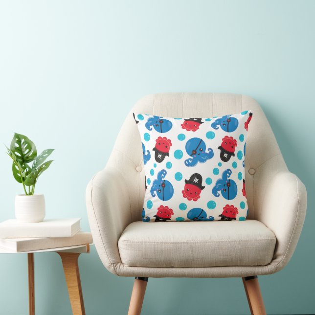 Pirate Octopus, Octopus Pattern, Sea Animals Cushion (Chair)