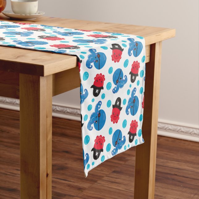 Pirate Octopus, Octopus Pattern, Sea Animals Medium Table Runner (In Situ)