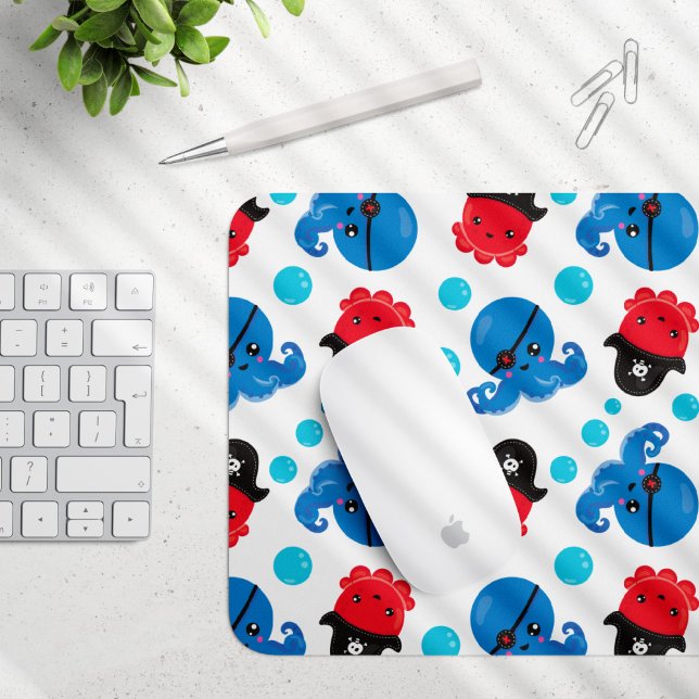 Pirate Octopus, Octopus Pattern, Sea Animals Mouse Mat (Creator Uploaded)