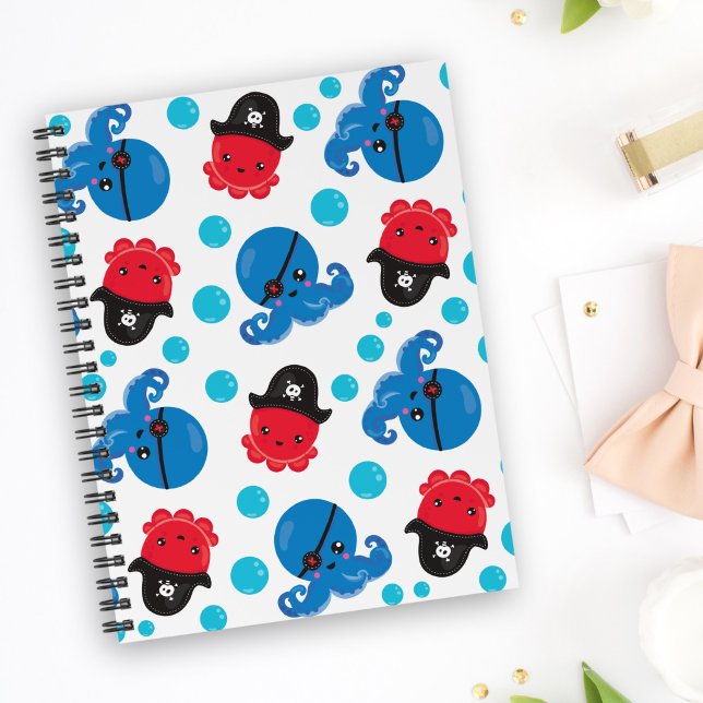 Pirate Octopus, Octopus Pattern, Sea Animals Notebook (Creator Uploaded)